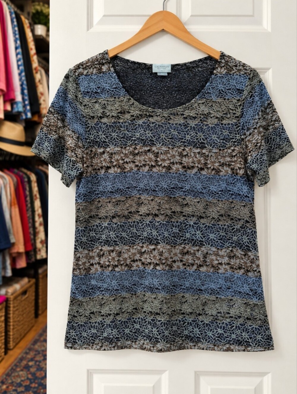 LauraPlus Petites Lace Top – XL – Blue Grey Black Shimmer